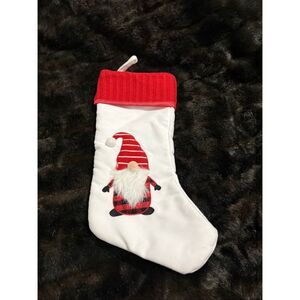 Gnome Christmas stockings, buffalo check plaid rustic cute furry
